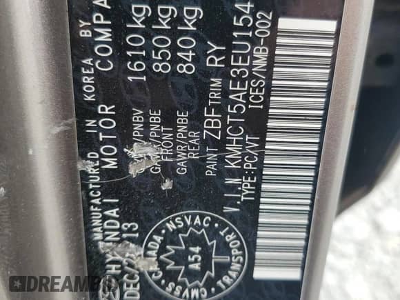 2014 Hyundai Accent GS z VIN KMHCT5AE3EU154502, wystawiony jako Copart lot #68531815 z przebiegiem 296 101 mil mil oraz Nie do naprawy • Non repairable. Historia ofert i sprzedaży dostępna na DreamBid. Obrazek 12.