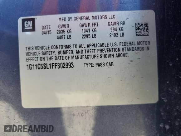 2015 Chevrolet Malibu LT z VIN 1G11C5SL1FF302993, wystawiony jako Copart lot #90338965 z przebiegiem 160 649 mil mil oraz Czysty tytuł • Clean title. Historia ofert i sprzedaży dostępna na DreamBid. Obrazek 13.