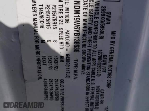 2000 Chevrolet Astro с VIN 1GNDM19W6YB138636, выставлен на аукционе Copart как лот 70530964 с пробегом Не указан миль и Чистый • Clean title. История ставок и продаж доступна на DreamBid. Изображение 12.