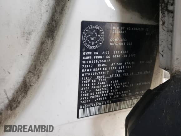 2012 Volkswagen Tiguan S с VIN WVGCV7AX2CW515758, выставлен на аукционе Copart как лот 52456355 с пробегом 179 907 миль миль и Чистый • Clean title. История ставок и продаж доступна на DreamBid. Изображение 12.