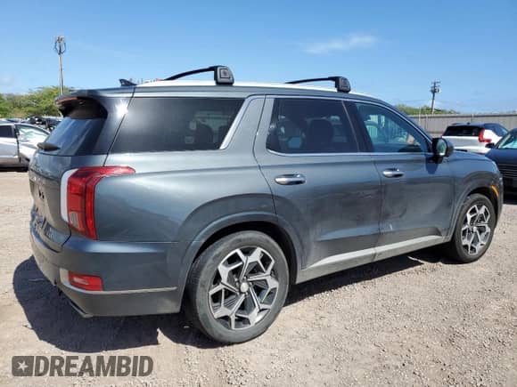 2022 Hyundai Palisade Calligraphy with VIN KM8R74HE8NU457046, listed as a Copart auction lot 46482864 with 23,369 mi miles and . Bid and sale history available at DreamBid. Image 3.