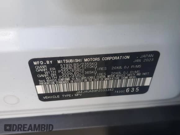 2023 Mitsubishi Outlander SE with VIN JA4J4UA89PZ033342, listed as a Copart auction lot 71394845 with 40,077 mi miles and Clean title. Bid and sale history available at DreamBid. Image 13.