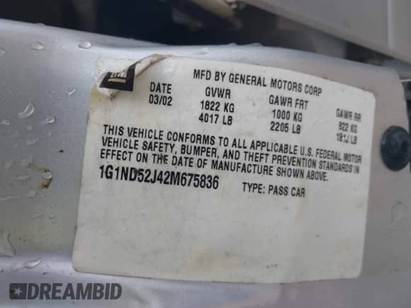 2002 Chevrolet Malibu с VIN 1G1ND52J42M675836, выставлен на аукционе IAAI как лот 42892806 с пробегом Не указан миль и . История ставок и продаж доступна на DreamBid. Изображение 9.