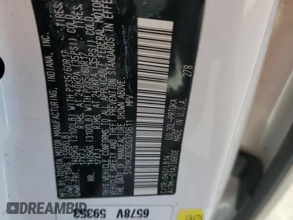 2013 Toyota Sienna XLE AAS with VIN 5TDYK3DC5DS370611, listed as a Copart auction lot 87197185 with 216,403 mi miles and Clean title. Bid and sale history available at DreamBid. Image 13.