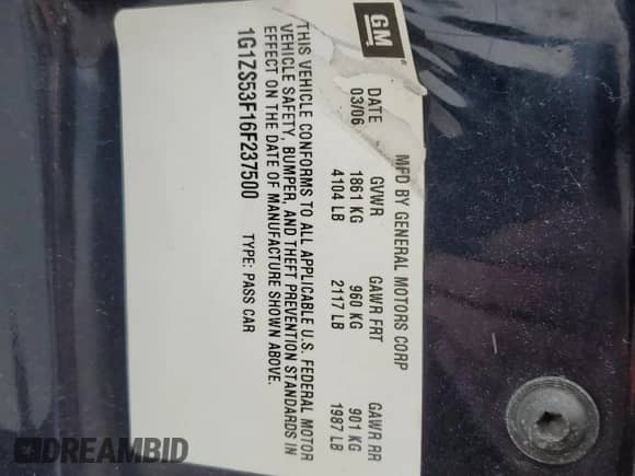 2006 Chevrolet Malibu с VIN 1G1ZS53F16F237500, выставлен на аукционе Copart как лот 88103325 с пробегом 28 490 миль миль и Списание • Salvage title. История ставок и продаж доступна на DreamBid. Изображение 12.