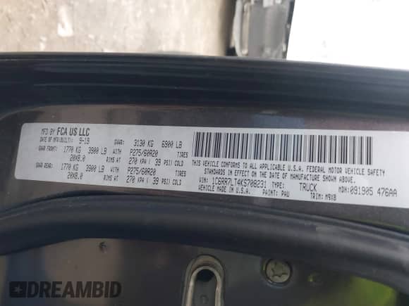 2019 Ram 1500 Big Horn z VIN 1C6RR7LT4KS708231, wystawiony jako IAAI lot #41149485 z przebiegiem 69 576 mil mil oraz . Historia ofert i sprzedaży dostępna na DreamBid. Obrazek 9.