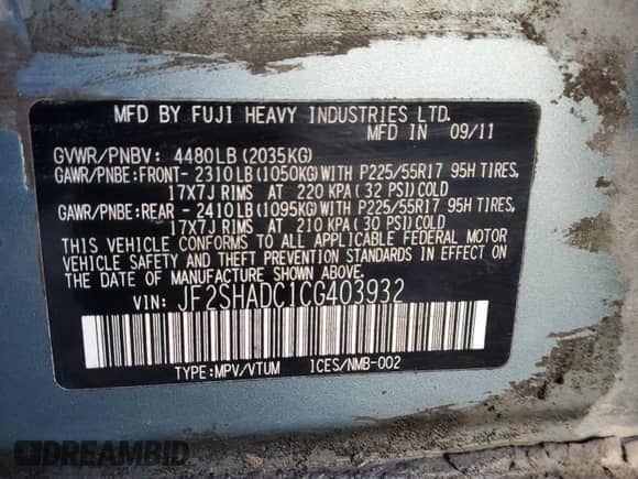 2012 Subaru Forester X Premium z VIN JF2SHADC1CG403932, wystawiony jako Copart lot #86653315 z przebiegiem 180 559 mil mil oraz Szkoda całkowita • Salvage title. Historia ofert i sprzedaży dostępna na DreamBid. Obrazek 13.