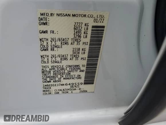 2022 Nissan Frontier S z VIN 1N6ED1EJ7NN649559, wystawiony jako Copart lot #66553865 z przebiegiem 22 389 mil mil oraz Szkoda całkowita • Salvage title. Historia ofert i sprzedaży dostępna na DreamBid. Obrazek 12.