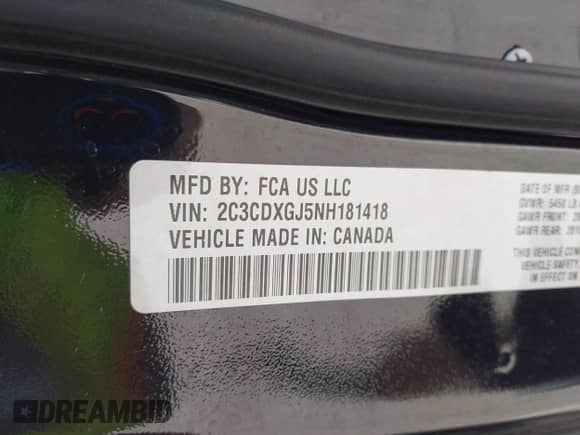 2022 Dodge Charger Scat Pack with VIN 2C3CDXGJ5NH181418, listed as a IAAI auction lot 42619564 with Not provided miles and . Bid and sale history available at DreamBid. Image 9.