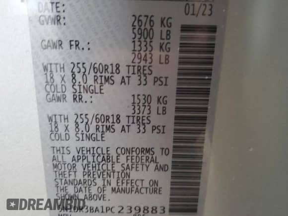 2023 Nissan Pathfinder SV с VIN 5N1DR3BA1PC239883, выставлен на аукционе Copart как лот 45992735 с пробегом 61 791 миль миль и Чистый • Clean title. История ставок и продаж доступна на DreamBid. Изображение 13.