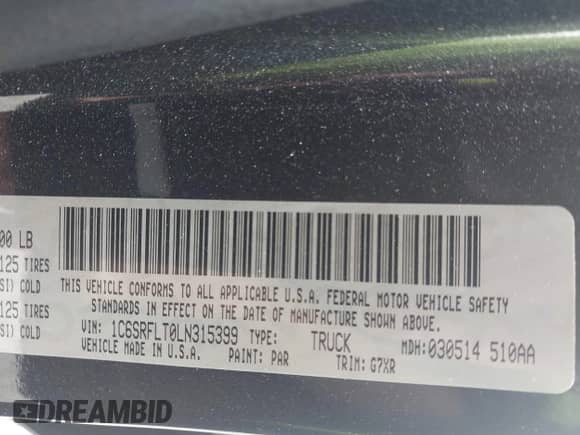 2020 Ram 1500 Rebel z VIN 1C6SRFLT0LN315399, wystawiony jako IAAI lot #42988101 z przebiegiem 93 786 mil mil oraz . Historia ofert i sprzedaży dostępna na DreamBid. Obrazek 9.