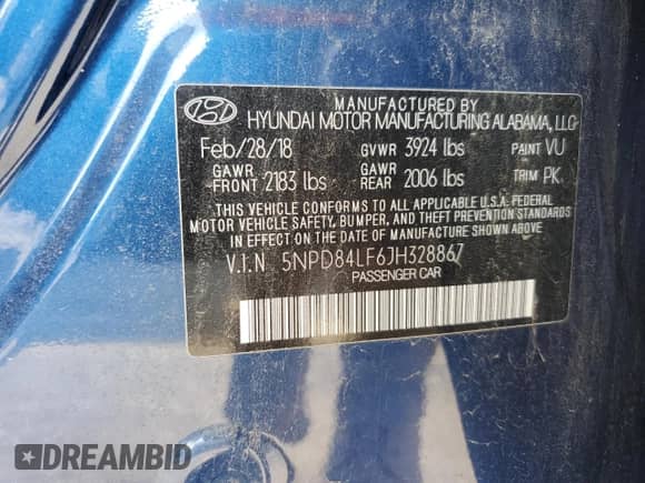 2018 Hyundai Elantra Value Edition z VIN 5NPD84LF6JH328867, wystawiony jako Copart lot #85261665 z przebiegiem 91 250 mil mil oraz Szkoda całkowita • Salvage title. Historia ofert i sprzedaży dostępna na DreamBid. Obrazek 12.