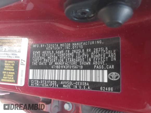 2015 Toyota Camry LE с VIN 4T1BD1FK3FU156719, выставлен на аукционе IAAI как лот 42414033 с пробегом 136 891 миль миль и . История ставок и продаж доступна на DreamBid. Изображение 9.