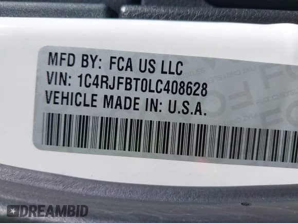 2020 Jeep Grand Cherokee Limited X with VIN 1C4RJFBT0LC408628, listed as a IAAI auction lot 41632158 with 48,058 mi miles and . Bid and sale history available at DreamBid. Image 9.