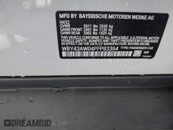 2023 BMW i4 eDrive35 с VIN WBY43AW04PFP93394, выставлен на аукционе IAAI как лот 42742954 с пробегом 30 266 миль миль и . История ставок и продаж доступна на DreamBid. Изображение 9.