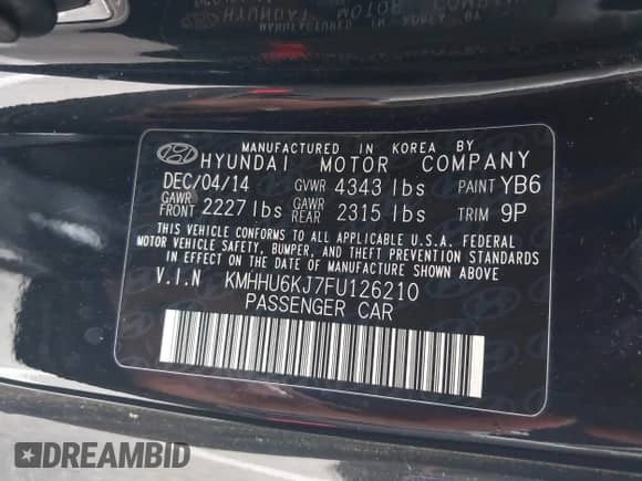 2015 Hyundai Genesis Coupe 3.8L Base с VIN KMHHU6KJ7FU126210, выставлен на аукционе IAAI как лот 42371364 с пробегом 92 719 миль миль и . История ставок и продаж доступна на DreamBid. Изображение 9.