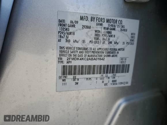 2010 Ford Edge Limited с VIN 2FMDK4KC2ABA01642, выставлен на аукционе Copart как лот 55464815 с пробегом 141 743 миль миль и Списание • Salvage title. История ставок и продаж доступна на DreamBid. Изображение 14.