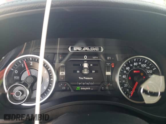 2019 Ram 1500 Laramie z VIN 1C6SRFDTXKN525165, wystawiony jako Copart lot #58856435 z przebiegiem 86 005 mil mil oraz Szkoda całkowita • Salvage title. Historia ofert i sprzedaży dostępna na DreamBid. Obrazek 9.