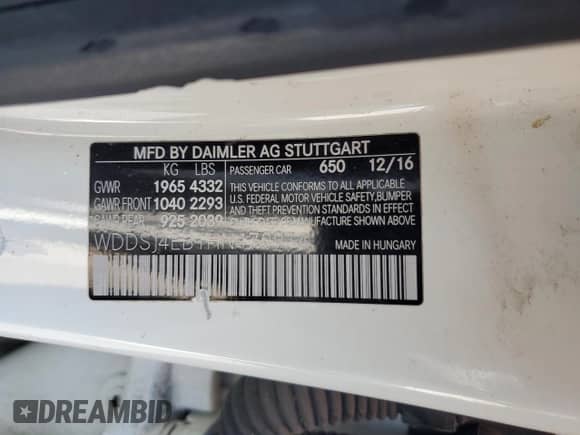 2017 Mercedes-Benz CLA 250 с VIN WDDSJ4EB1HN479914, выставлен на аукционе Copart как лот 80112055 с пробегом 122 100 миль миль и Чистый • Clean title. История ставок и продаж доступна на DreamBid. Изображение 12.