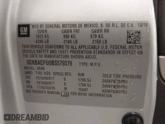 2011 Chevrolet HHR 2LT с VIN 3GNBACFU0BS579379, выставлен на аукционе IAAI как лот 43139552 с пробегом 176 431 миль миль и . История ставок и продаж доступна на DreamBid. Изображение 9.