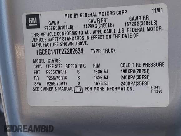 2002 Chevrolet Silverado 1500 LS with VIN 1GCEC14T02Z202634, listed as a IAAI auction lot 43494477 with 168,105 mi miles and . Bid and sale history available at DreamBid. Image 9.