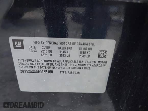 2014 Chevrolet Impala LT z VIN 2G1125S30E9185160, wystawiony jako IAAI lot #43109613 z przebiegiem 177 806 mil mil oraz . Historia ofert i sprzedaży dostępna na DreamBid. Obrazek 9.