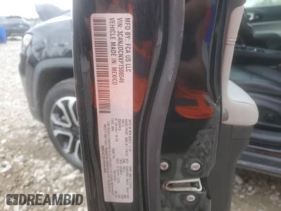 2023 Jeep Compass Limited with VIN 3C4NJDCNXPT506546, listed as a Copart auction lot 82047325 with 43,427 mi miles and Non repairable. Bid and sale history available at DreamBid. Image 13.