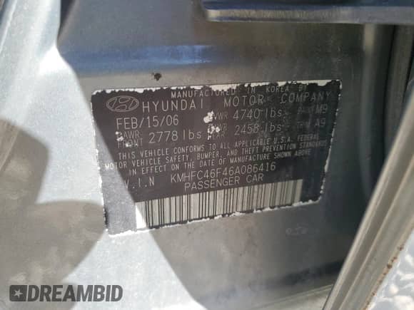 2006 Hyundai Azera SE с VIN KMHFC46F46A086416, выставлен на аукционе Copart как лот 45264175 с пробегом 92 448 миль миль и Списание • Salvage title. История ставок и продаж доступна на DreamBid. Изображение 15.