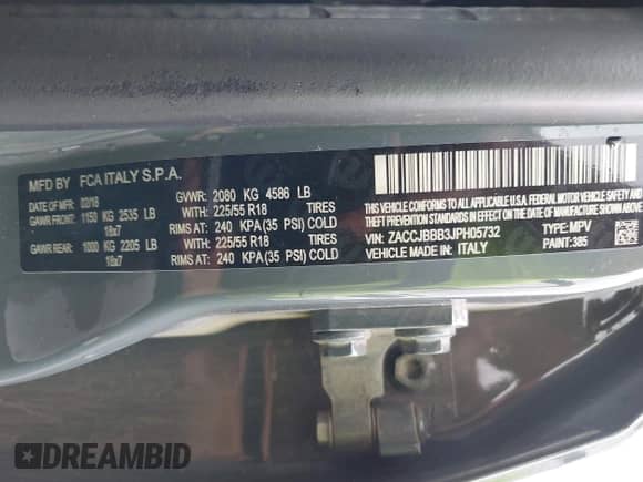 2018 Jeep Renegade Latitude с VIN ZACCJBBB3JPH05732, выставлен на аукционе IAAI как лот 42139094 с пробегом 52 625 миль миль и . История ставок и продаж доступна на DreamBid. Изображение 9.