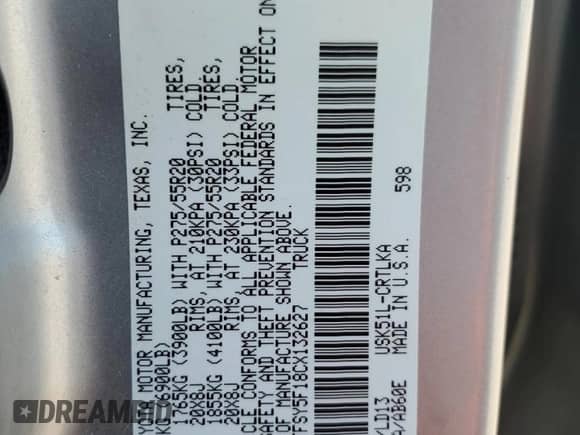 2012 Toyota Tundra Limited z VIN 5TFSY5F18CX132627, wystawiony jako Copart lot #75347174 z przebiegiem 160 032 mil mil oraz Szkoda całkowita • Salvage title. Historia ofert i sprzedaży dostępna na DreamBid. Obrazek 12.