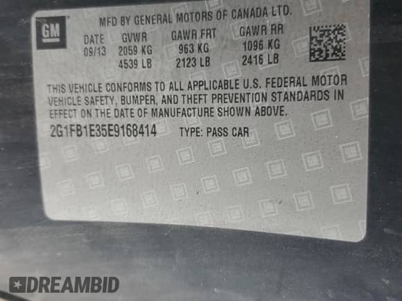 2014 Chevrolet Camaro LT with VIN 2G1FB1E35E9168414, listed as a Copart auction lot 81877385 with 139,465 mi miles and Salvage title. Bid and sale history available at DreamBid. Image 12.
