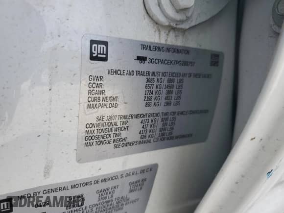 2023 Chevrolet Silverado 1500 LT с VIN 3GCPACEK7PG288757, выставлен на аукционе Copart как лот 56458165 с пробегом 41 163 миль миль и Списание • Salvage title. История ставок и продаж доступна на DreamBid. Изображение 12.