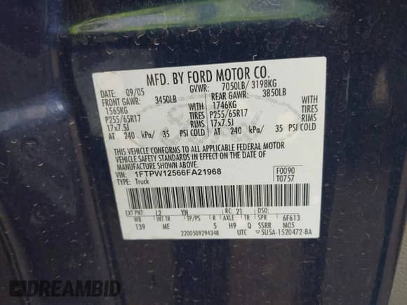 2006 Ford F-150 XLT с VIN 1FTPW12566FA21968, выставлен на аукционе IAAI как лот 43369944 с пробегом 317 896 миль миль и . История ставок и продаж доступна на DreamBid. Изображение 9.