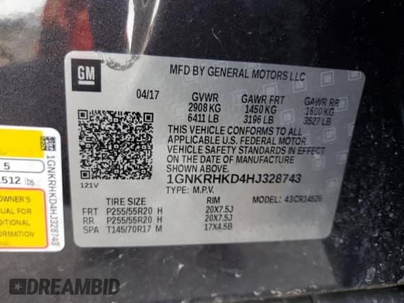 2017 Chevrolet Traverse LT z VIN 1GNKRHKD4HJ328743, wystawiony jako Copart lot #63421165 z przebiegiem 115 656 mil mil oraz Szkoda całkowita • Salvage title. Historia ofert i sprzedaży dostępna na DreamBid. Obrazek 12.