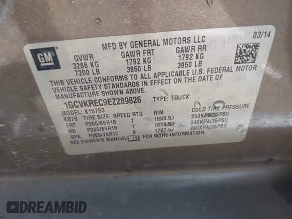 2014 Chevrolet Silverado 1500 LT с VIN 1GCVKREC9EZ289826, выставлен на аукционе IAAI как лот 42851322 с пробегом 211 256 миль миль и . История ставок и продаж доступна на DreamBid. Изображение 9.