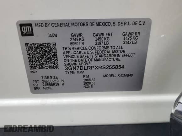 2024 Chevrolet Equinox EV LT with VIN 3GN7DLRPXRS255854, listed as a Copart auction lot 88501595 with 911 mi miles and Salvage title. Bid and sale history available at DreamBid. Image 13.