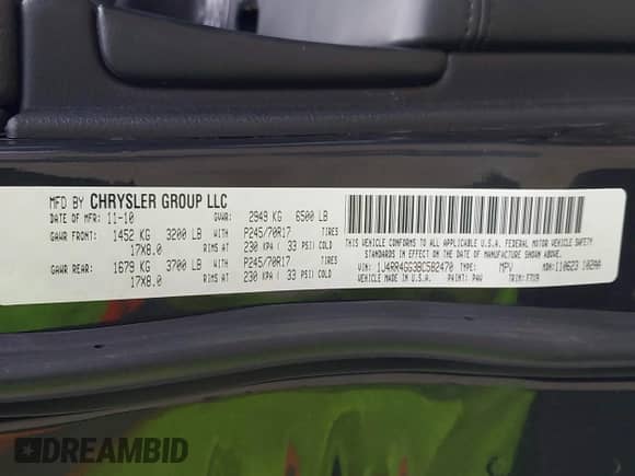 2011 Jeep Grand Cherokee 70th Anniversary with VIN 1J4RR4GG3BC582470, listed as a IAAI auction lot 42138291 with 241,429 mi miles and . Bid and sale history available at DreamBid. Image 9.