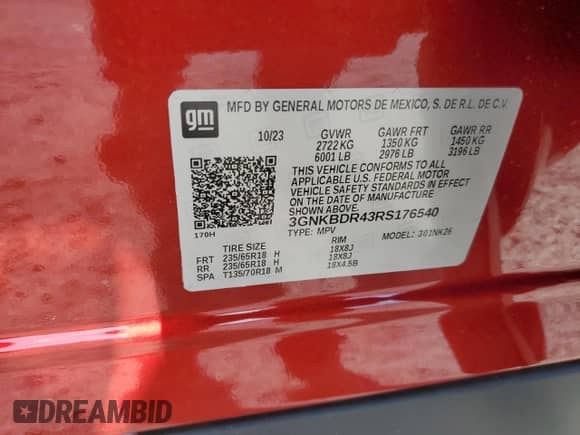 2024 Chevrolet Blazer LT z VIN 3GNKBDR43RS176540, wystawiony jako Copart lot #62840244 z przebiegiem 2 849 mil mil oraz Szkoda całkowita • Salvage title. Historia ofert i sprzedaży dostępna na DreamBid. Obrazek 14.