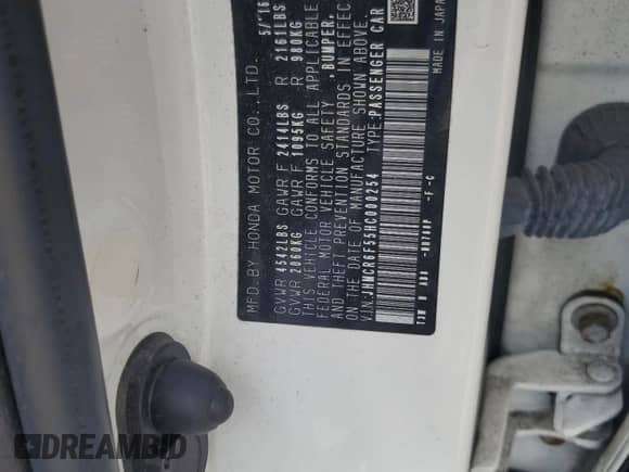 2017 Honda Accord EX-L with VIN JHMCR6F55HC000254, listed as a Copart auction lot 84549035 with 64,904 mi miles and Salvage title. Bid and sale history available at DreamBid. Image 12.