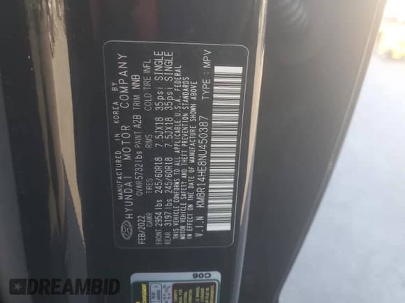 2022 Hyundai Palisade SE с VIN KM8R14HE8NU450387, выставлен на аукционе Copart как лот 82662864 с пробегом 85 980 миль миль и Списание • Salvage title. История ставок и продаж доступна на DreamBid. Изображение 13.