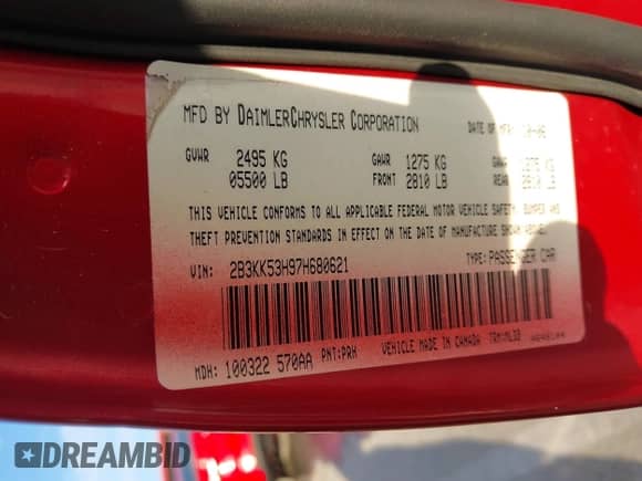 2007 Dodge Charger R/T z VIN 2B3KK53H97H680621, wystawiony jako IAAI lot #43344327 z przebiegiem 156 791 mil mil oraz . Historia ofert i sprzedaży dostępna na DreamBid. Obrazek 9.