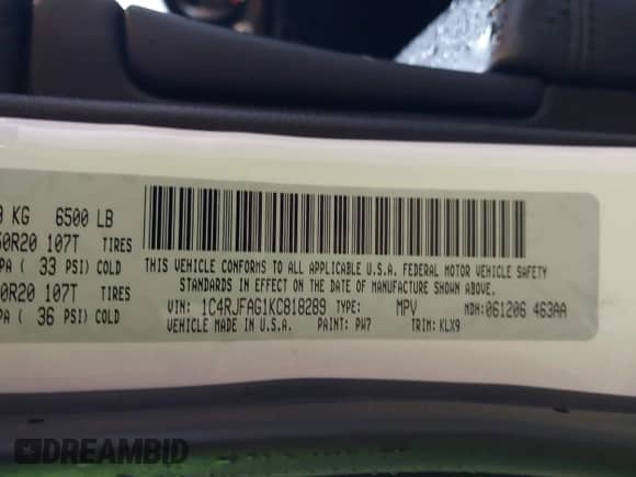 2019 Jeep Grand Cherokee Laredo E с VIN 1C4RJFAG1KC818289, выставлен на аукционе IAAI как лот 41602541 с пробегом 59 356 миль миль и . История ставок и продаж доступна на DreamBid. Изображение 9.