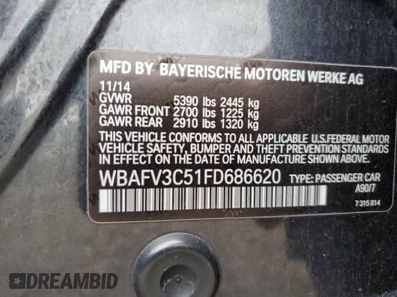 2015 BMW 5 Series 535d xDrive z VIN WBAFV3C51FD686620, wystawiony jako Copart lot #62902995 z przebiegiem 102 596 mil mil oraz Szkoda całkowita • Salvage title. Historia ofert i sprzedaży dostępna na DreamBid. Obrazek 12.