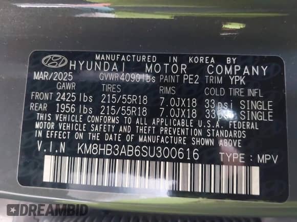 2025 Hyundai Kona SEL с VIN KM8HB3AB6SU300616, выставлен на аукционе IAAI как лот 43517528 с пробегом 9 515 миль миль и . История ставок и продаж доступна на DreamBid. Изображение 9.