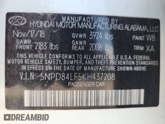 2019 Hyundai Elantra Value Edition с VIN 5NPD84LF5KH437208, выставлен на аукционе Copart как лот 86707065 с пробегом 47 215 миль миль и Чистый • Clean title. История ставок и продаж доступна на DreamBid. Изображение 12.