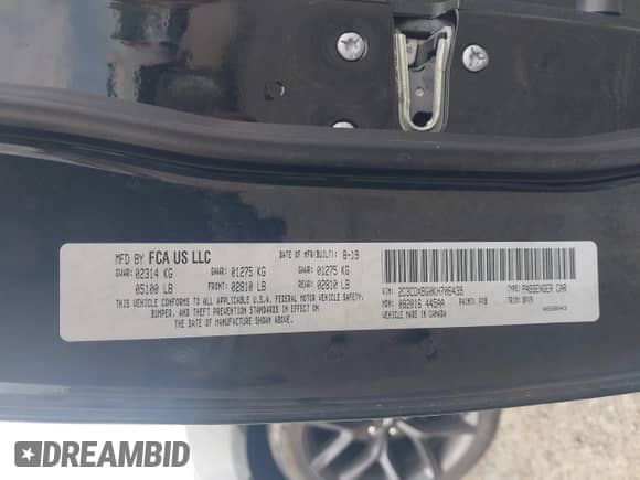 2019 Dodge Charger SXT with VIN 2C3CDXBG0KH706439, listed as a IAAI auction lot 43091789 with 103,062 mi miles and . Bid and sale history available at DreamBid. Image 9.
