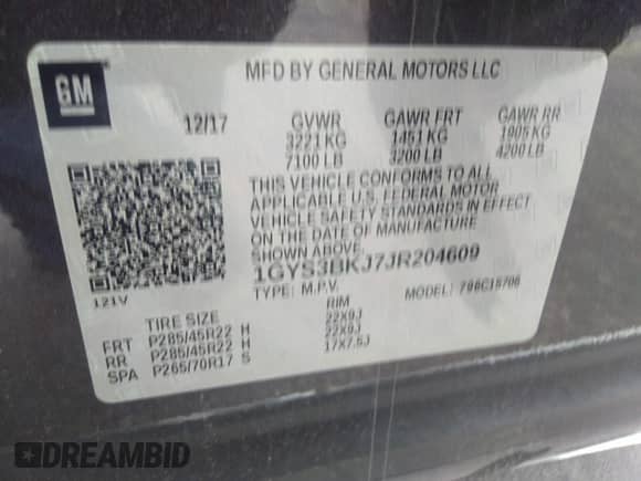 2018 Cadillac Escalade Luxury with VIN 1GYS3BKJ7JR204609, listed as a IAAI auction lot 40951011 with 79,335 mi miles and . Bid and sale history available at DreamBid. Image 9.