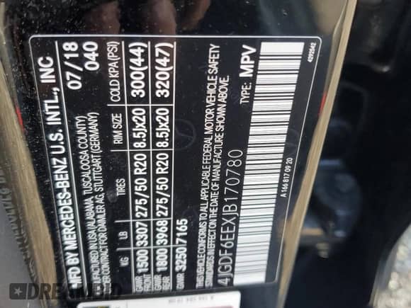 2018 Mercedes-Benz GLS 450 с VIN 4JGDF6EEXJB170780, выставлен на аукционе Copart как лот 68661165 с пробегом 85 879 миль миль и Списание • Salvage title. История ставок и продаж доступна на DreamBid. Изображение 13.