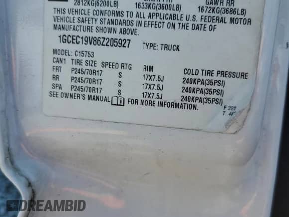 2006 Chevrolet Silverado 1500 Work Truck with VIN 1GCEC19V86Z205927, listed as a Copart auction lot 63777005 with 389,264 mi miles and Salvage title. Bid and sale history available at DreamBid. Image 12.