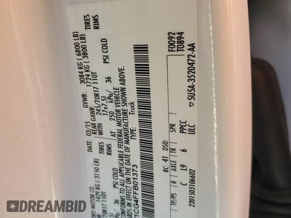 2015 Ford F-150 XL с VIN 1FTEW1CG4FFB01373, выставлен на аукционе Copart как лот 81895305 с пробегом 151 527 миль миль и Списание • Salvage title. История ставок и продаж доступна на DreamBid. Изображение 12.